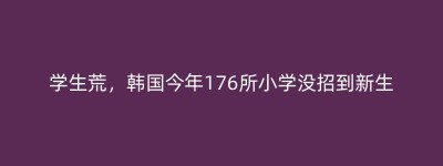 学生荒，韩国今年176所小学没招到新生