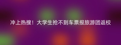冲上热搜！大学生抢不到车票报旅游团返校