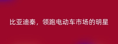 比亚迪秦，领跑电动车市场的明星