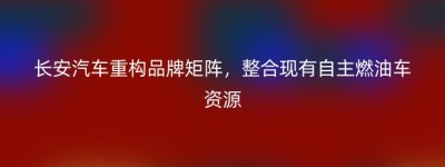 长安汽车重构品牌矩阵，整合现有自主燃油车资源