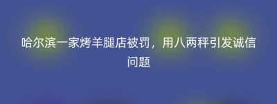 哈尔滨一家烤羊腿店被罚，用八两秤引发诚信问题