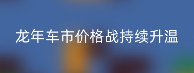 龙年车市价格战持续升温