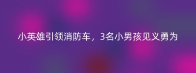 小英雄引领消防车，3名小男孩见义勇为