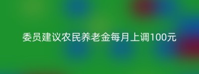委员建议农民养老金每月上调100元