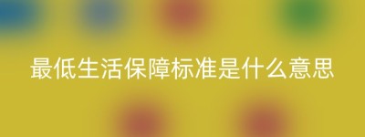 最低生活保障标准是什么意思