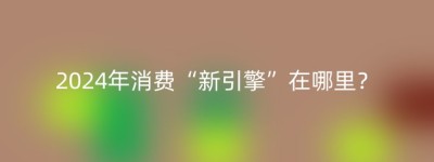 2024年消费“新引擎”在哪里？