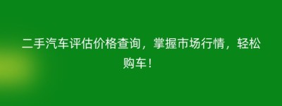 二手汽车评估价格查询，掌握市场行情，轻松购车！