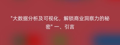 “大数据分析及可视化，解锁商业洞察力的秘密” 一、引言