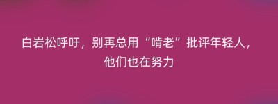 白岩松呼吁，别再总用“啃老”批评年轻人，他们也在努力