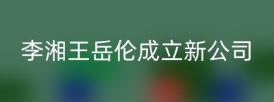 李湘王岳伦成立新公司