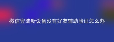 微信登陆新设备没有好友辅助验证怎么办