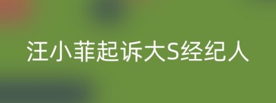 汪小菲起诉大S经纪人