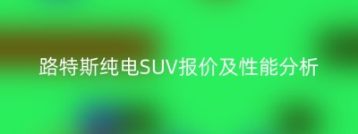 路特斯纯电SUV报价及性能分析