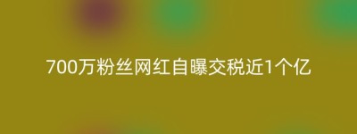 700万粉丝网红自曝交税近1个亿