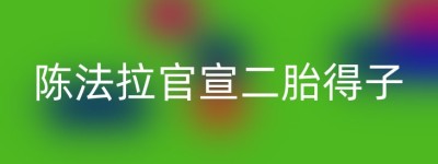 陈法拉官宣二胎得子