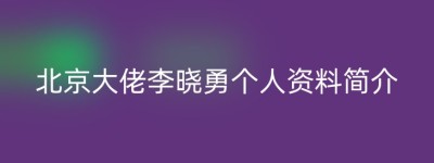 北京大佬李晓勇个人资料简介