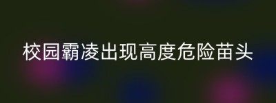 校园霸凌出现高度危险苗头