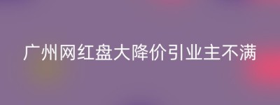 广州网红盘大降价引业主不满
