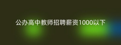 公办高中教师招聘薪资1000以下