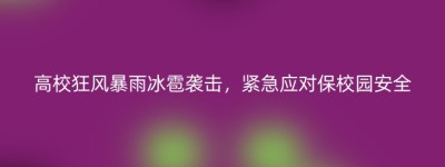 高校狂风暴雨冰雹袭击，紧急应对保校园安全