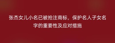 张杰女儿小名已被抢注商标，保护名人子女名字的重要性及应对措施