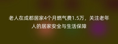 老人在成都居家4个月燃气费1.5万，关注老年人的居家安全与生活保障