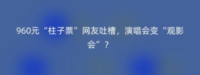 960元“柱子票”网友吐槽，演唱会变“观影会”？