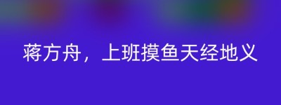 蒋方舟，上班摸鱼天经地义