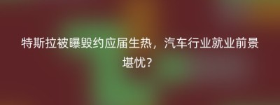 特斯拉被曝毁约应届生热，汽车行业就业前景堪忧？
