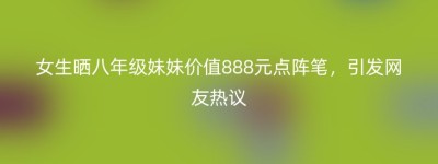 女生晒八年级妹妹价值888元点阵笔，引发网友热议