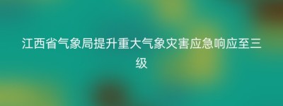 江西省气象局提升重大气象灾害应急响应至三级