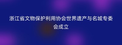 浙江省文物保护利用协会世界遗产与名城专委会成立