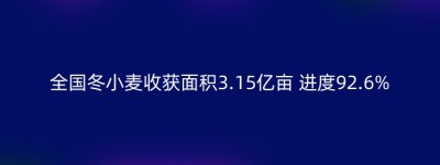 全国冬小麦收获面积3.15亿亩 进度92.6%