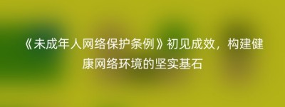 《未成年人网络保护条例》初见成效，构建健康网络环境的坚实基石