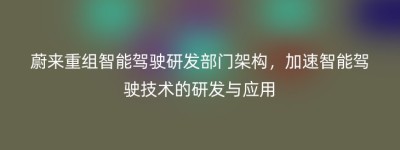 蔚来重组智能驾驶研发部门架构，加速智能驾驶技术的研发与应用