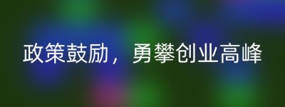 政策鼓励，勇攀创业高峰