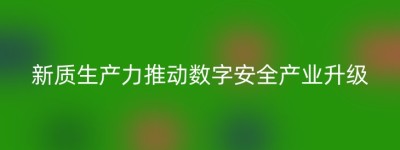 新质生产力推动数字安全产业升级