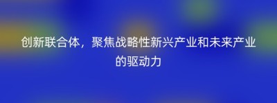 创新联合体，聚焦战略性新兴产业和未来产业的驱动力