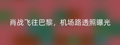 肖战飞往巴黎，机场路透照曝光