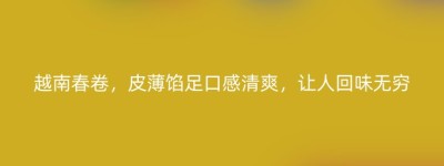 越南春卷，皮薄馅足口感清爽，让人回味无穷