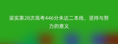 梁实第28次高考446分未达二本线，坚持与努力的意义