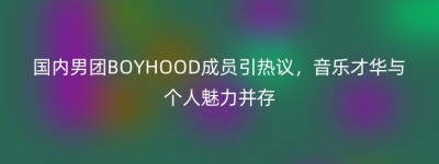 国内男团BOYHOOD成员引热议，音乐才华与个人魅力并存