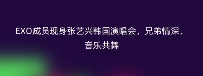 EXO成员现身张艺兴韩国演唱会，兄弟情深，音乐共舞